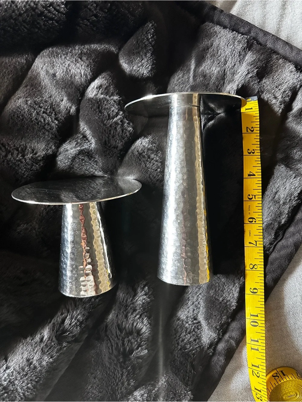 West Elm Hammered Silver Metal Candle Holders - Set of 2